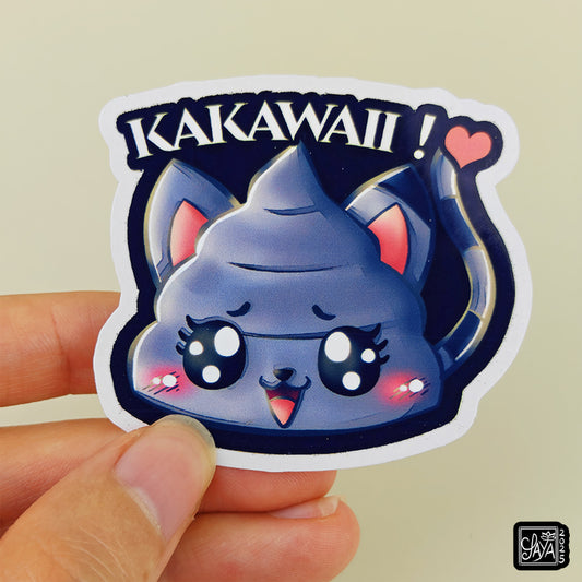 Sticker caca chat kawaii "Kakawaii !" – Sticker vinyle - Papeterie kawaii