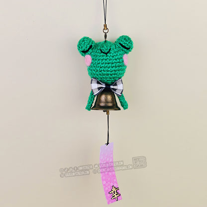 Carillon japonais grenouille kawaii au crochet - Furin porte-bonheur fait main