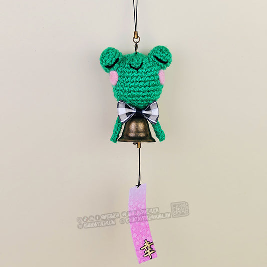 Carillon japonais grenouille kawaii au crochet - Furin porte-bonheur fait main