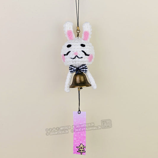 Carillon japonais lapin kawaii au crochet - Furin porte-bonheur fait main