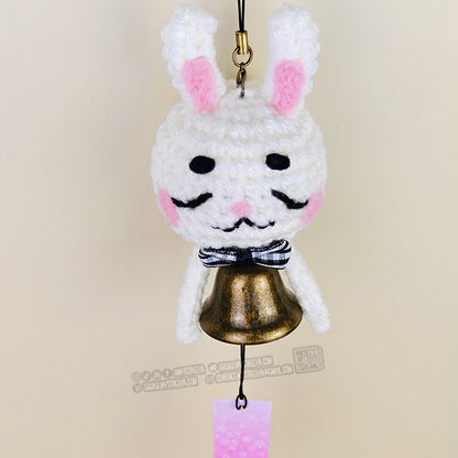Carillon japonais lapin kawaii au crochet - Furin porte-bonheur fait main
