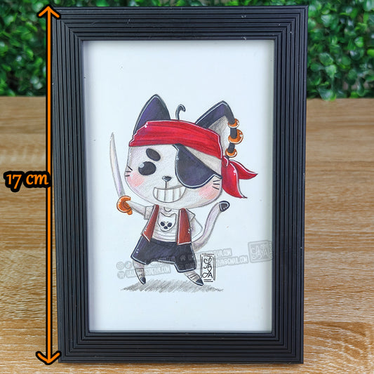 Halloween Cat 🎃 - Pirate — Framed Original Illustration
