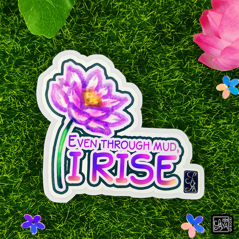 Sticker vinyle Lotus "Even through mud, I rise" – méditation zen - papeterie kawaii