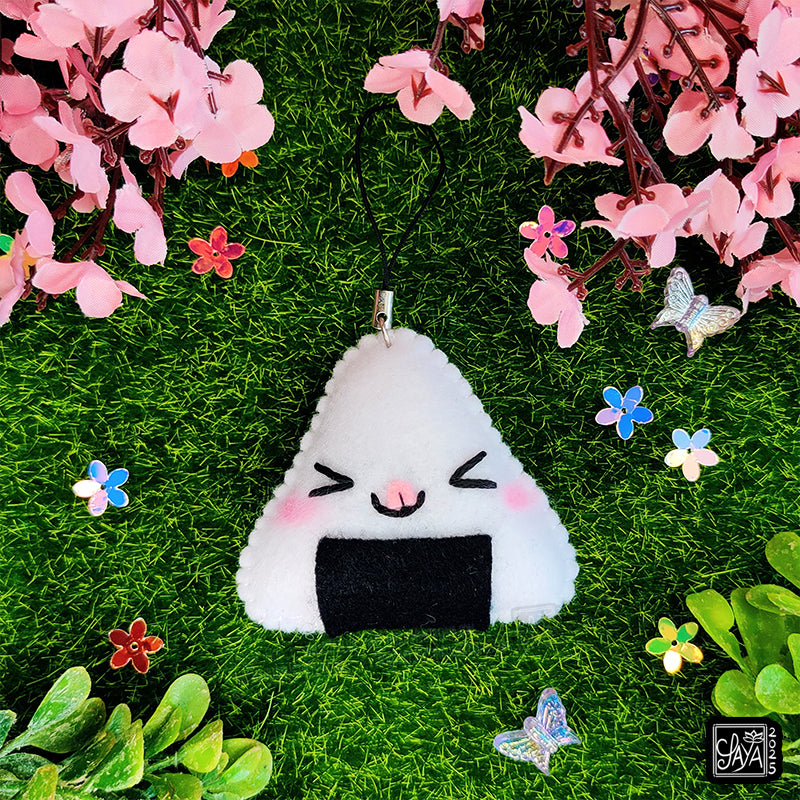 Porte-clé Onigiri kawaii - Boulette de riz japonaise en feutrine faite main