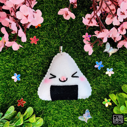 Porte-clé Onigiri kawaii - Boulette de riz japonaise en feutrine faite main