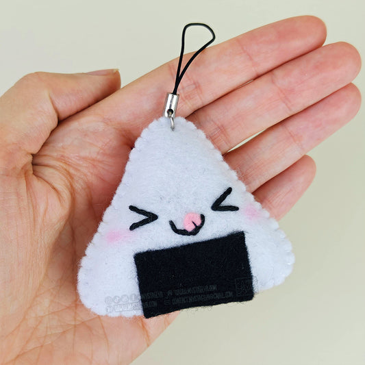Porte-clé Onigiri kawaii - Boulette de riz japonaise en feutrine faite main