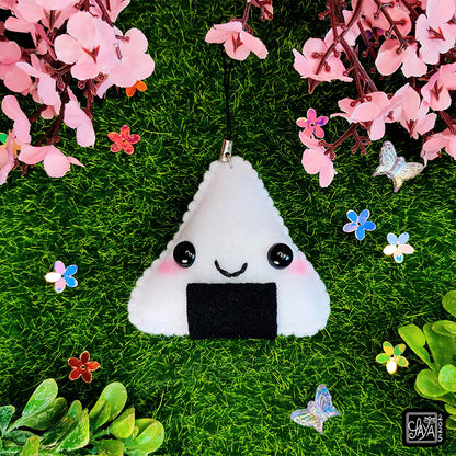 Porte-clé Onigiri kawaii - Boulette de riz japonaise en feutrine faite main