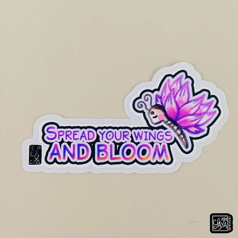Sticker vinyle Papillon lotus "Spread your wings and bloom" – méditation zen - papeterie kawaii