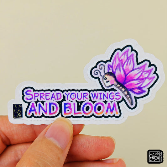 Sticker vinyle Papillon lotus "Spread your wings and bloom" – méditation zen - papeterie kawaii