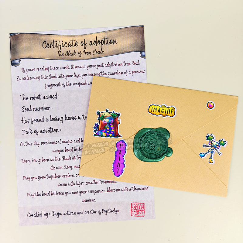 Pixy - Créature à adopter - La petite exploratrice de Mystaelya (pièce unique, La Clairière des Âmes Ferrées)