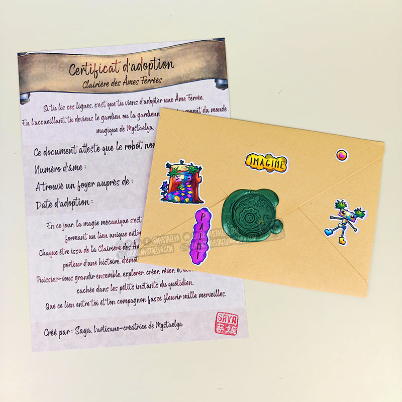 Pixy - Créature à adopter - La petite exploratrice de Mystaelya (pièce unique, La Clairière des Âmes Ferrées)