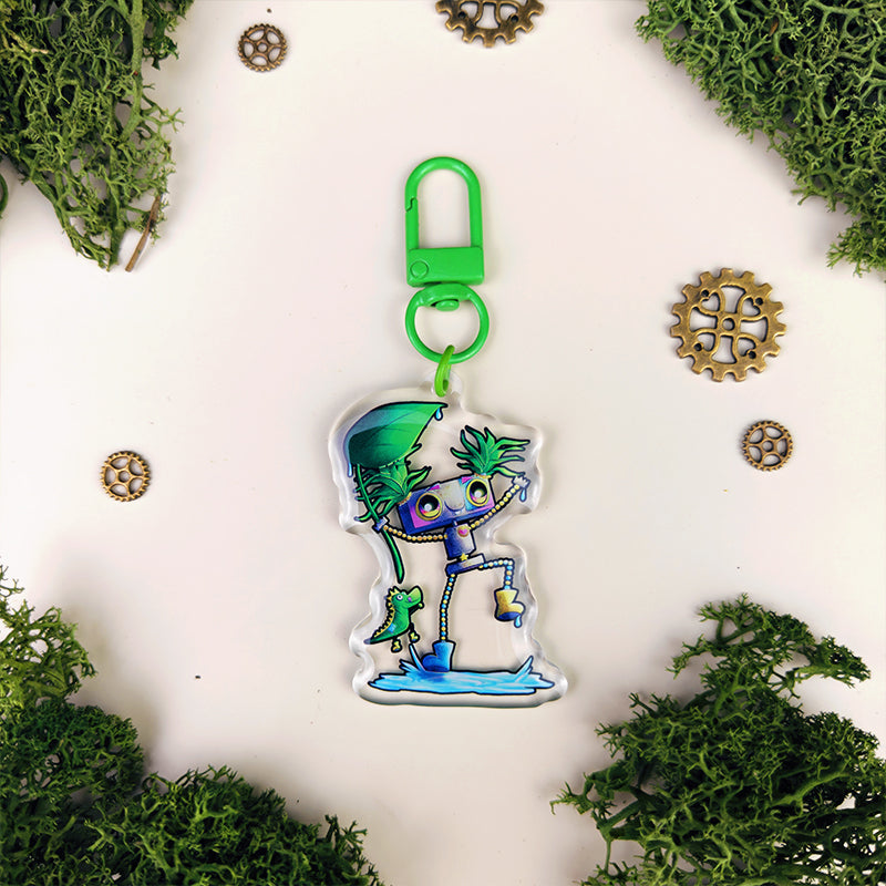 Porte-clés mystère Robots sous la pluie – 4 designs + 1 secret - Pixy & Mochi, Sparky, Vivy, Oliver (La Clairière des Âmes ferrées)