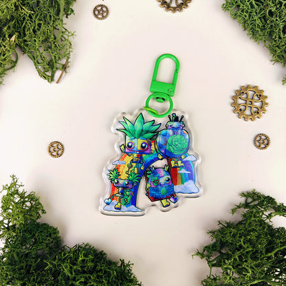 Porte-clés mystère Robots sous la pluie – 4 designs + 1 secret - Pixy & Mochi, Sparky, Vivy, Oliver (La Clairière des Âmes ferrées)