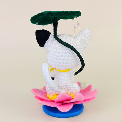 Sachi - Poupée d'art au crochet - Le chat sur son lotus (Pièce unique)