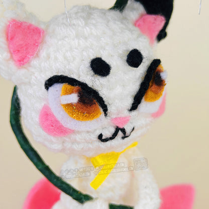 Sachi - Poupée d'art au crochet - Le chat sur son lotus (Pièce unique)