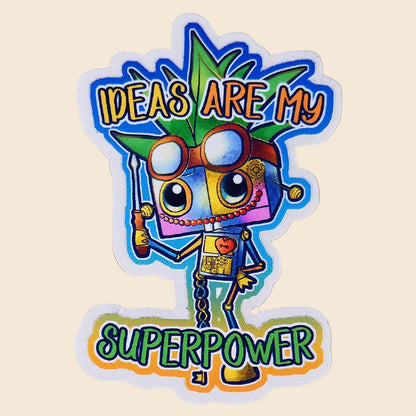 Sticker Sparky "Ideas are my superpower" - Sticker vinyle kawaii - Créativité & Confiance (La Clairière des Âmes Ferrées)