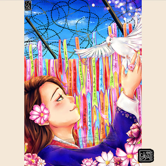 Illustration “For the peace - Pour la paix” – Illustration imprimée A5 / A4