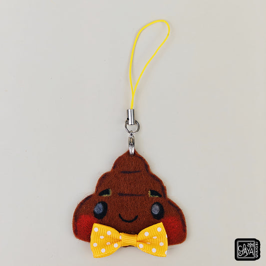 "Cacalégant" Caca noeud papillon jaune - porte-clé en feutrine fait main