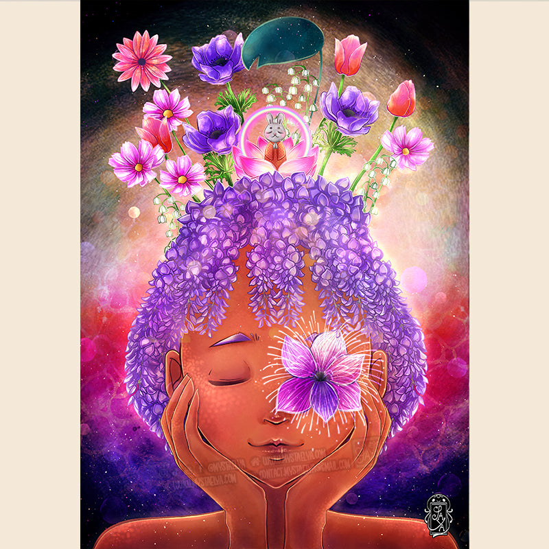 Illustration “Let the Rainbow Grow Into Yourself – Laisser l'arc-en-ciel fleurir en soi” – Illustration imprimée A5 / A4