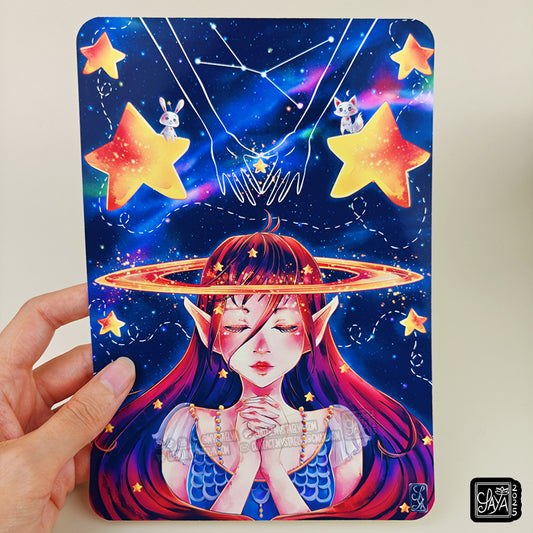 Illustration “Under the starry sky - Sous le ciel étoilé” – Illustration imprimée A5 / A4